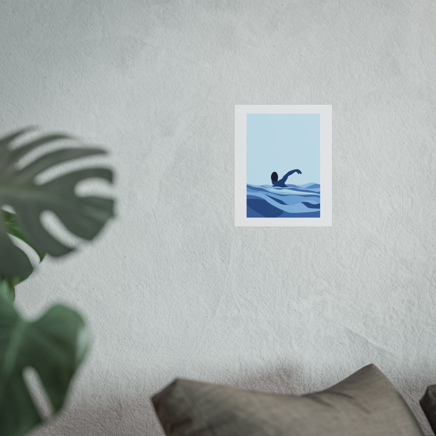 Serene Swimmer Fine Art Poster, Ocean Decor, Nautical Wall Art, Minimalist Home Decor, Coastal Living, Gift for Beach Lovers
