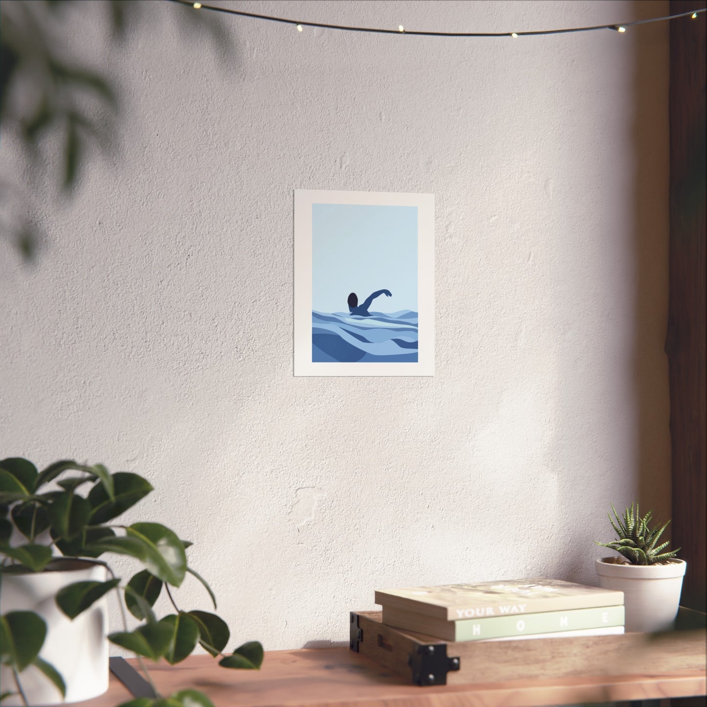 Serene Swimmer Fine Art Poster, Ocean Decor, Nautical Wall Art, Minimalist Home Decor, Coastal Living, Gift for Beach Lovers