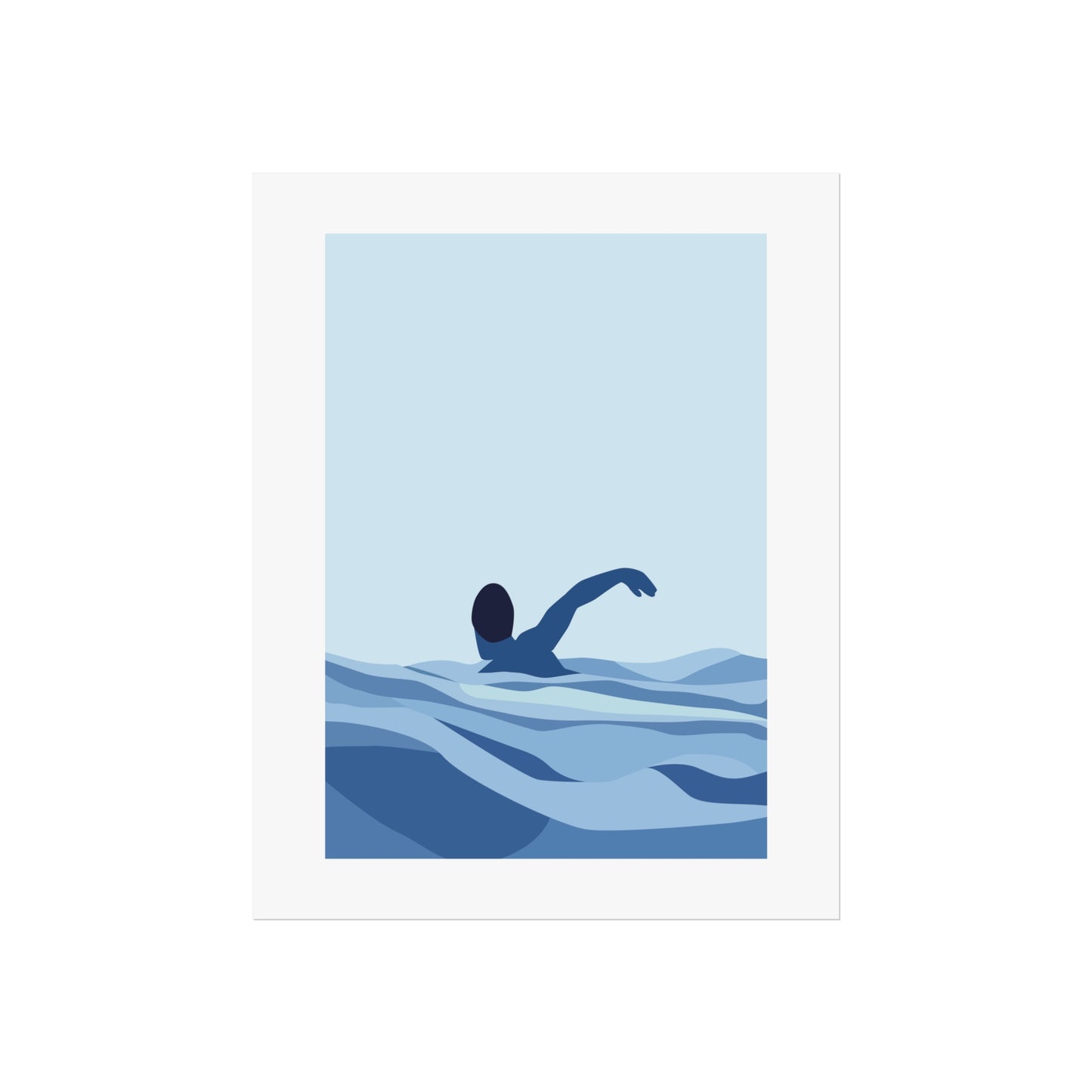 Serene Swimmer Fine Art Poster, Ocean Decor, Nautical Wall Art, Minimalist Home Decor, Coastal Living, Gift for Beach Lovers