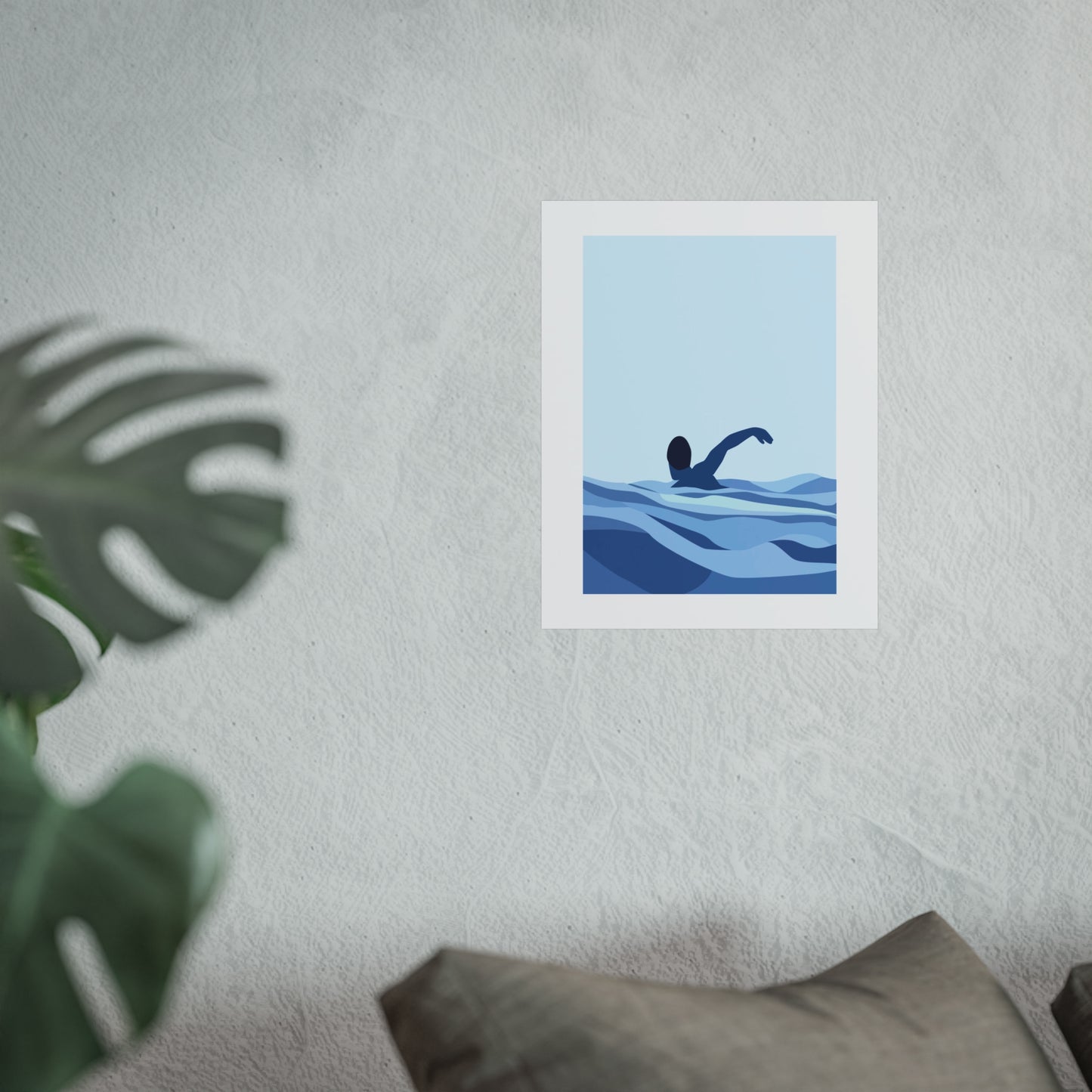 Serene Swimmer Fine Art Poster, Ocean Decor, Nautical Wall Art, Minimalist Home Decor, Coastal Living, Gift for Beach Lovers