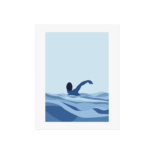 Serene Swimmer Fine Art Poster, Ocean Decor, Nautical Wall Art, Minimalist Home Decor, Coastal Living, Gift for Beach Lovers