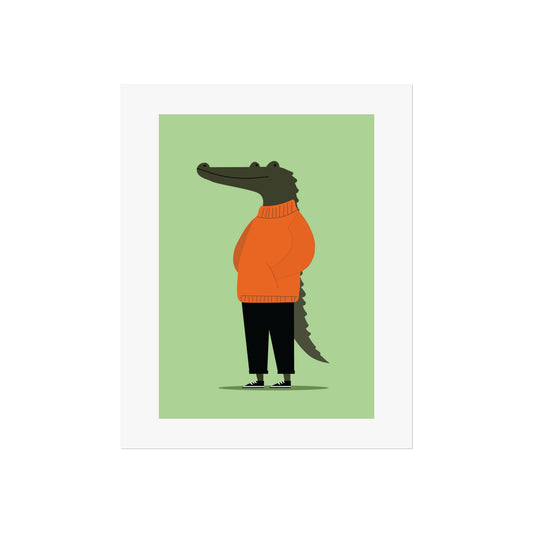 Charming Alligator Fine Art Poster, Whimsical Wall Decor, Cute Animal Print, Home Office Art, Kids Room Decoration