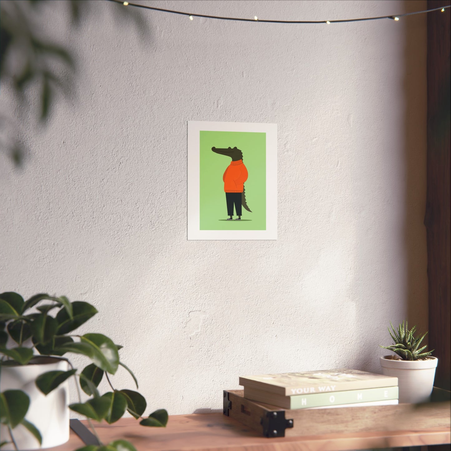Charming Alligator Fine Art Poster, Whimsical Wall Decor, Cute Animal Print, Home Office Art, Kids Room Decoration