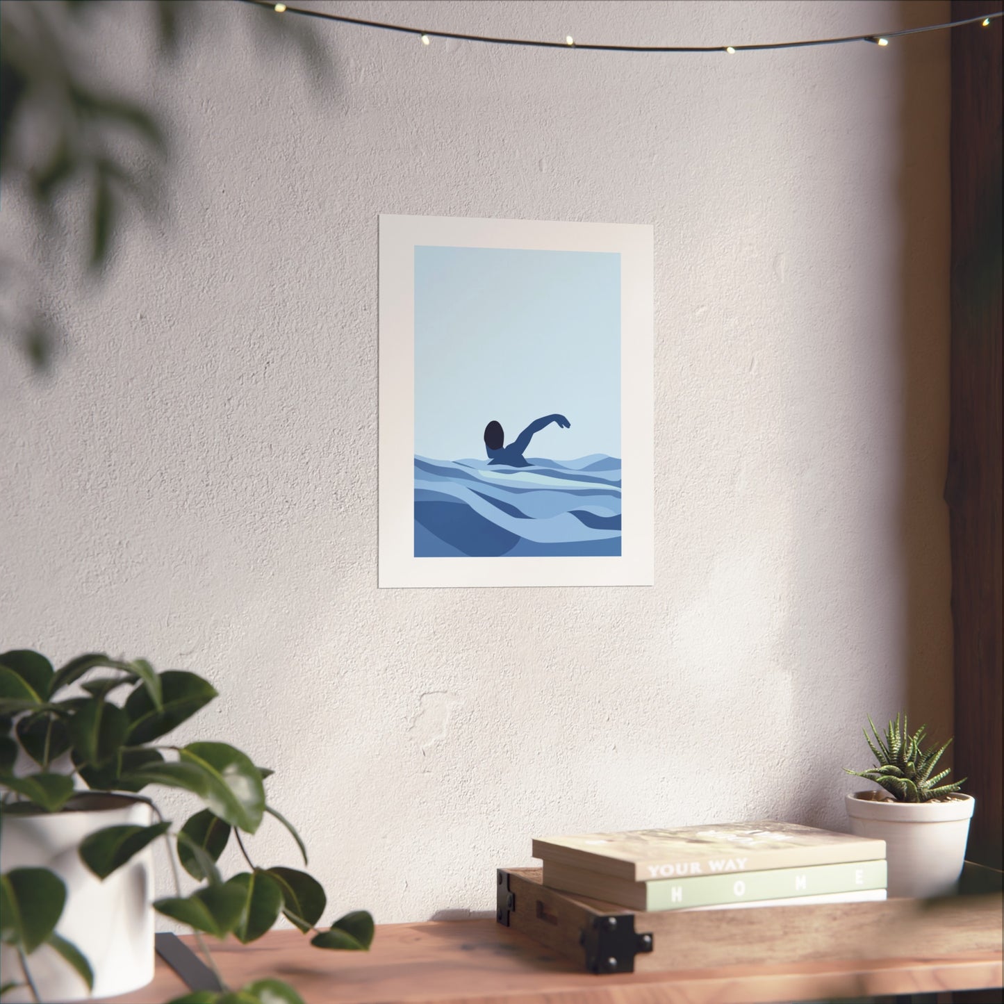 Serene Swimmer Fine Art Poster, Ocean Decor, Nautical Wall Art, Minimalist Home Decor, Coastal Living, Gift for Beach Lovers