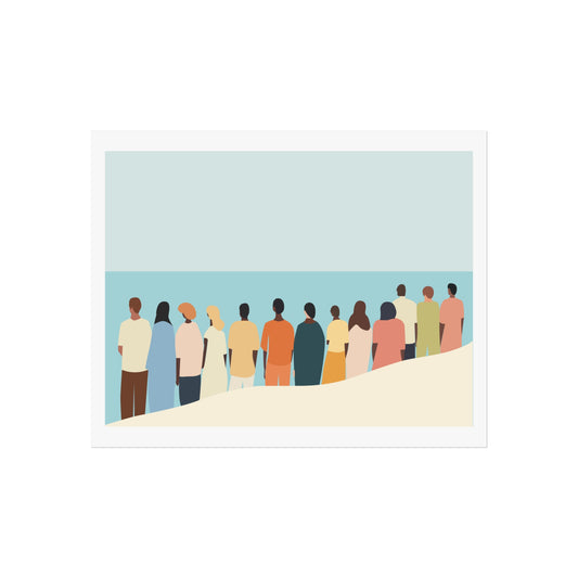Emotional Beach Gathering Art Print, Colorful Wall Decor, Fine Art Print, Minimalist Art for Home, Coastal Wall Art, Gift for Her